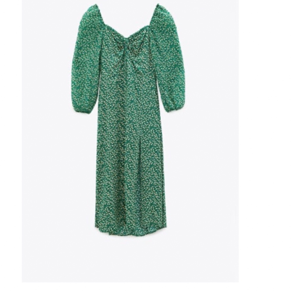 ZARA PRINTED MIDI DRESS GREEN - REF. 2587/054